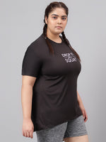 Thumbnail for MKH Plus Size Typography Printed Drop-Shoulder Sleeves Relaxed Fit Dri-FIT T-shirt - Distacart