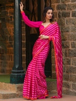 Thumbnail for Koskii Mirror Work Embroidered Satin Bandhani Saree - Distacart