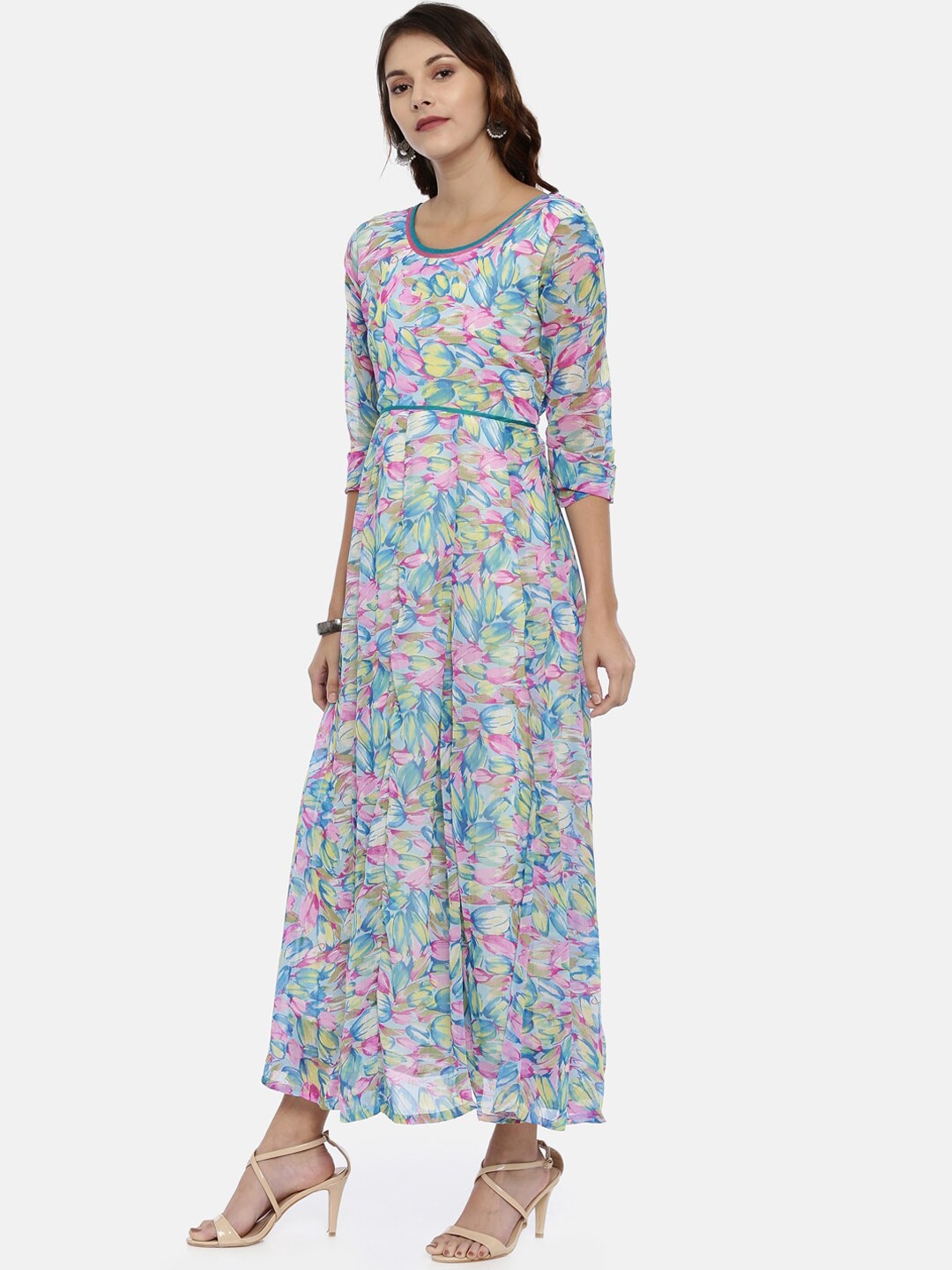 Souchii Multicoloured Printed Maxi Dress - Distacart