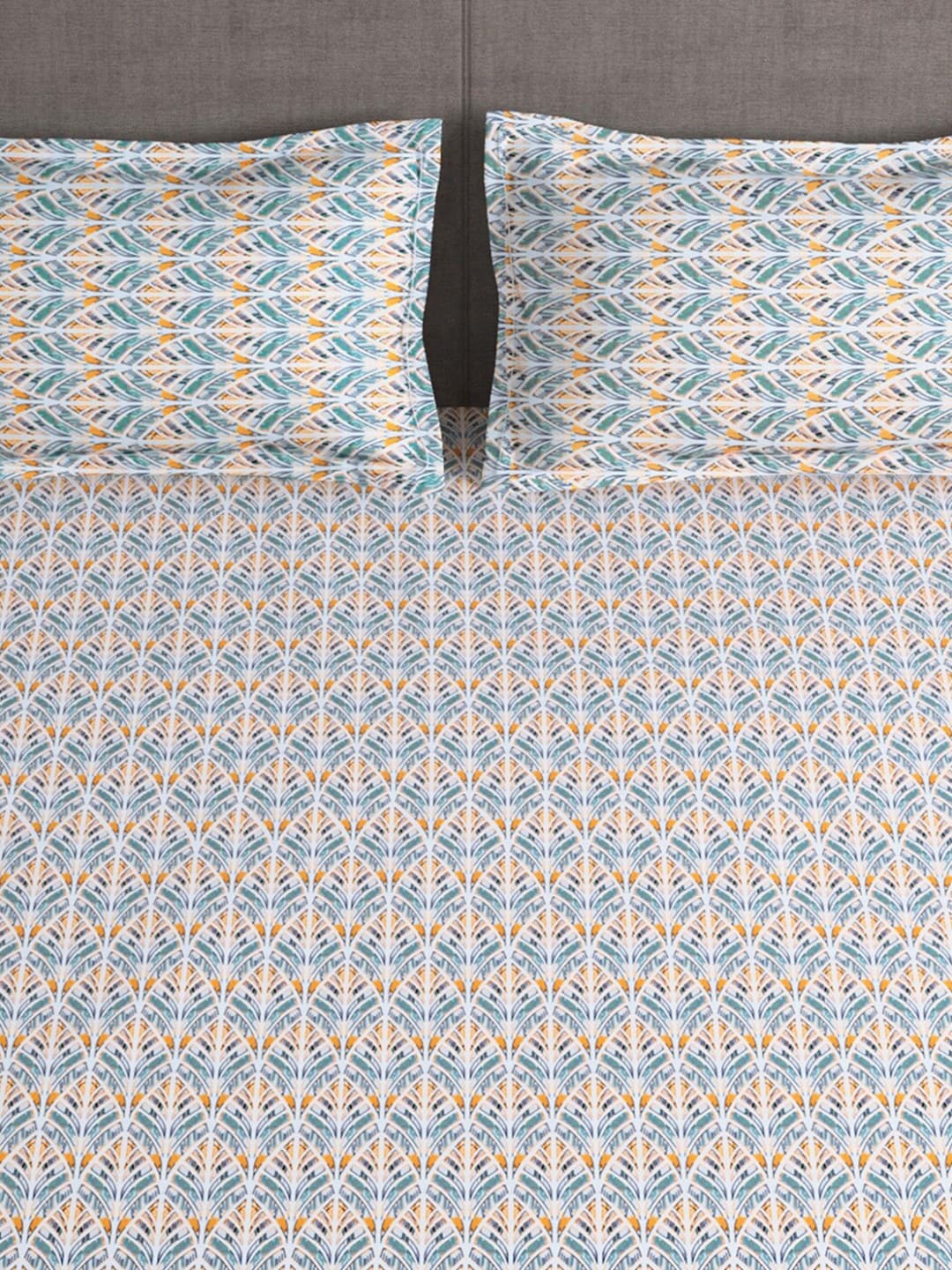 Story@home Tango Blue & White Printed 240 TC King Bedsheet with 2 Pillow Covers - Distacart