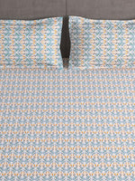 Thumbnail for Story@home Tango Blue & White Printed 240 TC King Bedsheet with 2 Pillow Covers - Distacart