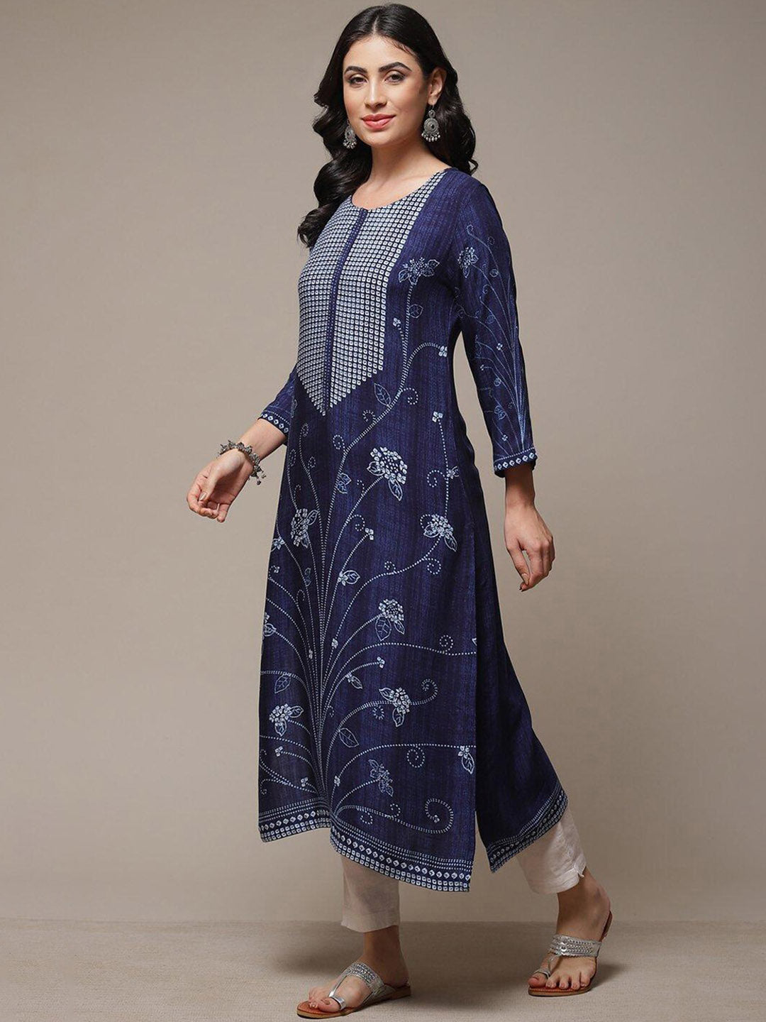 Biba Floral Printed A-Line Kurta - Distacart