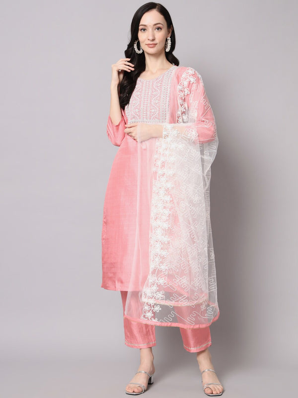 Kalini Ethnic Motifs Embroidered Sequined Kurta with Trousers & Dupatta - Distacart