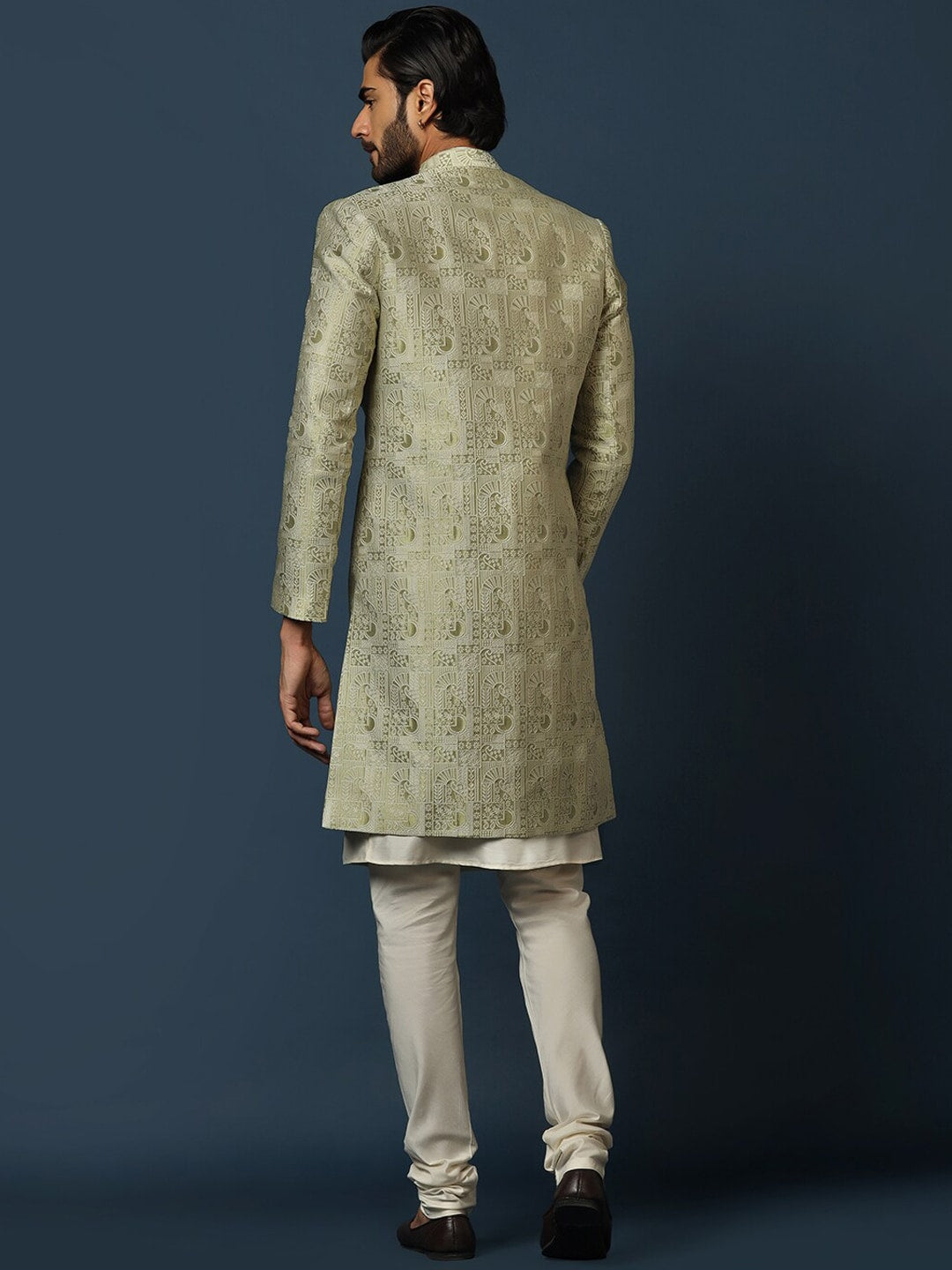 KISAH Self-Design Cotton Sherwani Set - Distacart