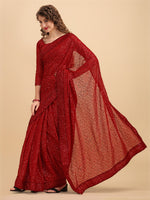 Thumbnail for Sangria Maroon Embellished Sequinned Pure Georgette Saree - Distacart
