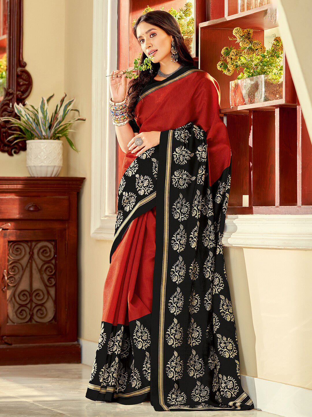 Kalini Ethnic Motif Printed Zari Tussar Saree - Distacart