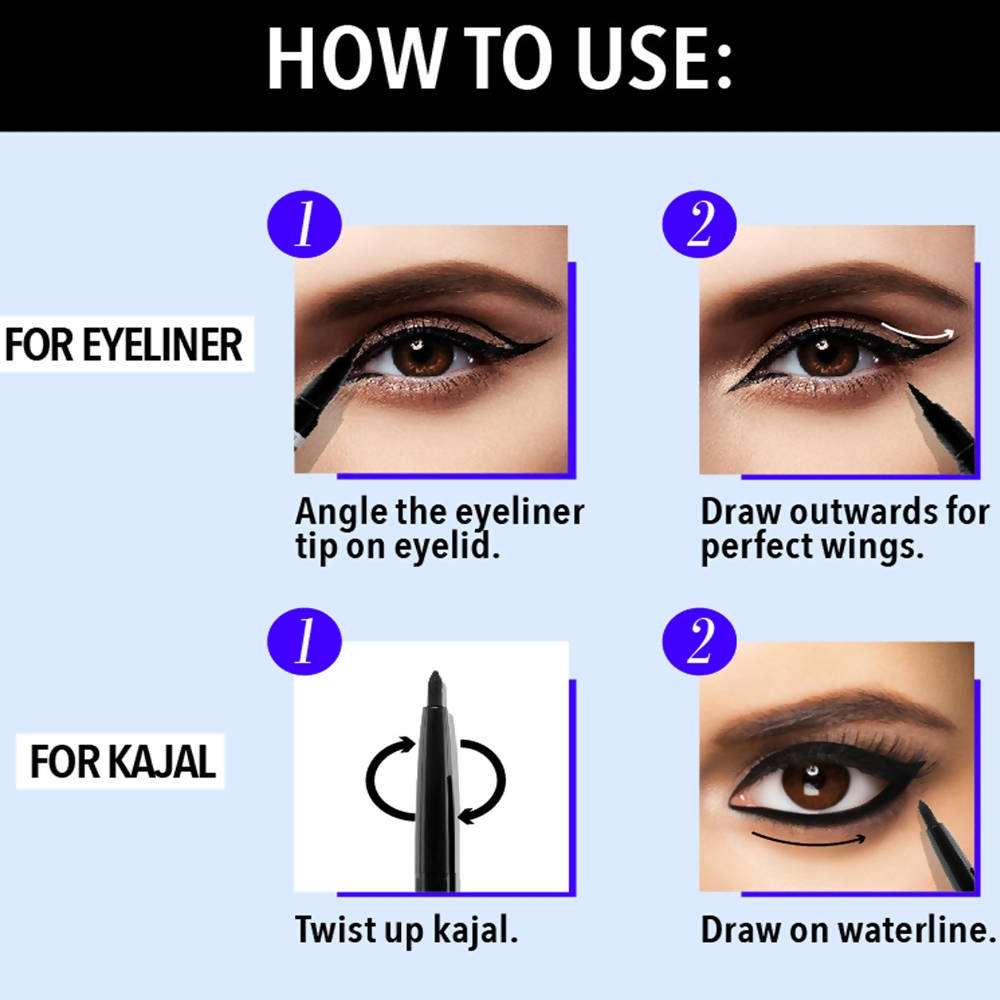 Blue Heaven Intense Kajal + Liner Duo Jet Black How To Use