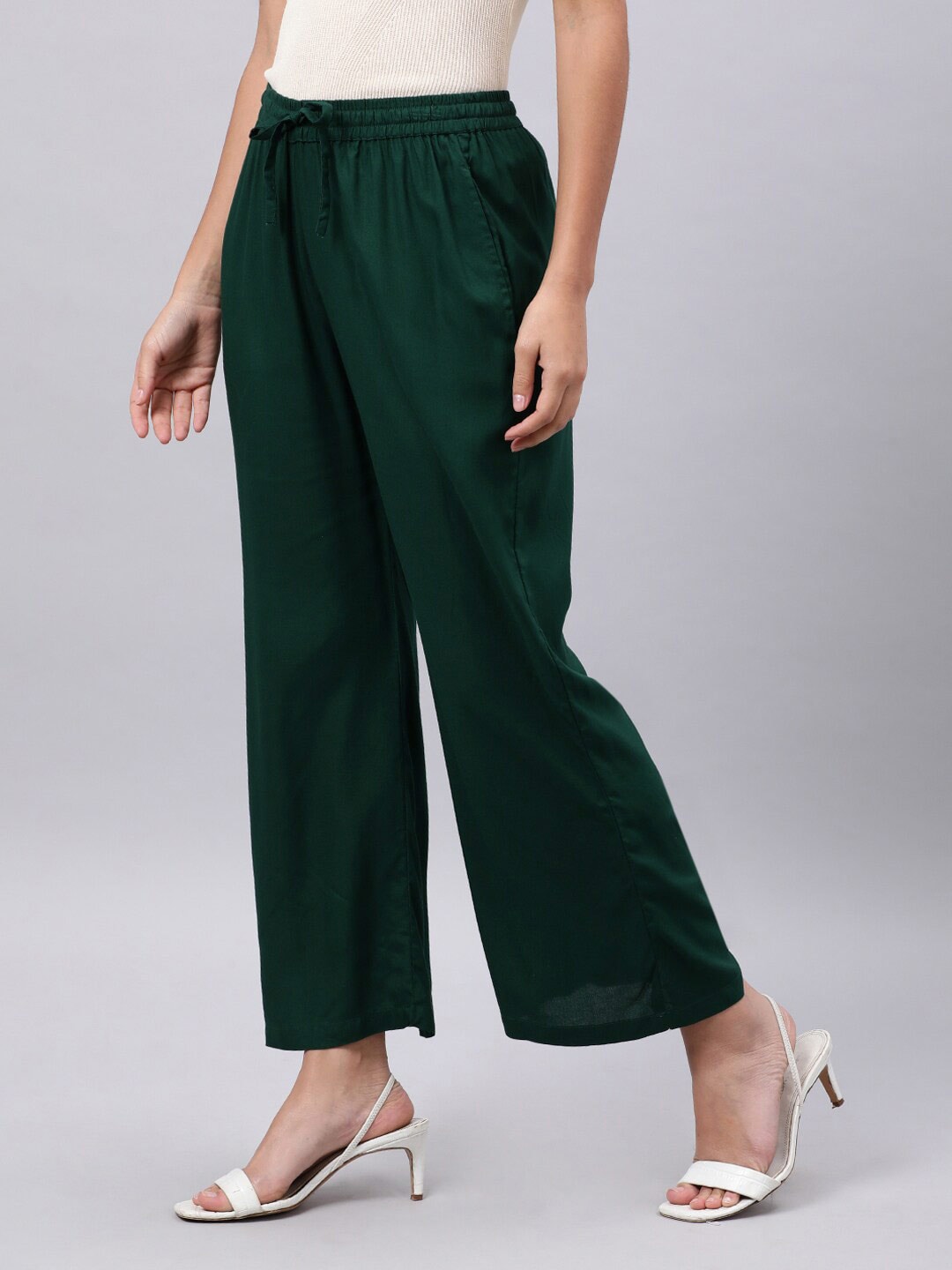 Souchii Green Liva Ethnic Palazzos - Distacart