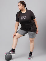 Thumbnail for MKH Plus Size Typography Printed Drop-Shoulder Sleeves Relaxed Fit Dri-FIT T-shirt - Distacart