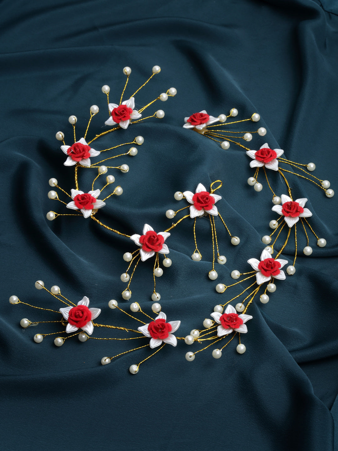 Panash Women Gold-Toned & Red Embellished Tiara - Distacart