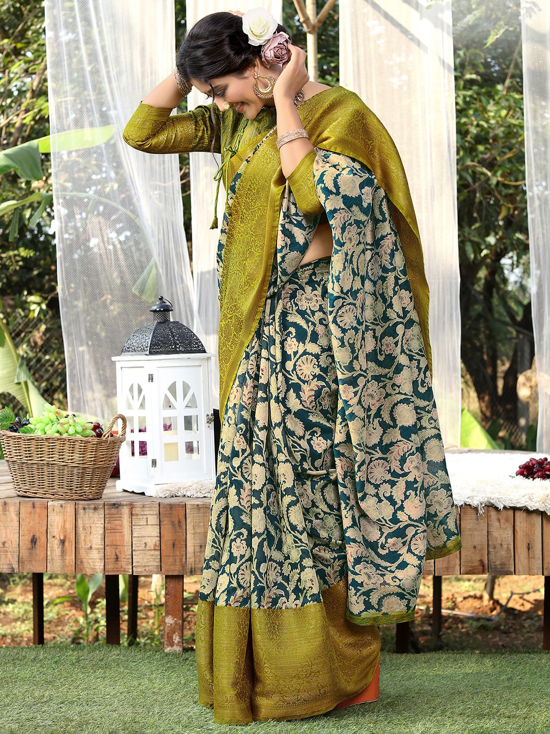 Saree Mall Floral Printed Zari Sungudi Traditional Sarees - Distacart