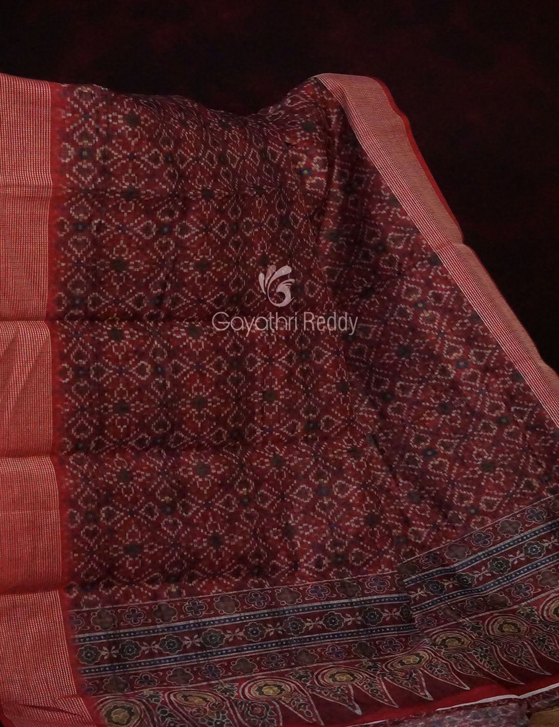 Maroon Colour Patola Design Semi Chanderi Saree By Gayathri Reddy Designer Studio - Distacart