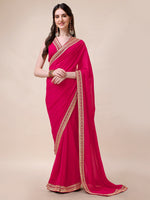 Thumbnail for Sangria Embroidered Saree With Blouse - Distacart