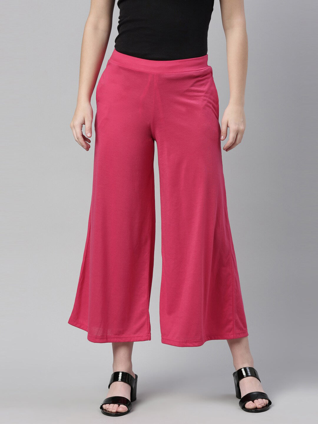 Souchii Women Beautiful Pink Knitted Palazzos - Distacart