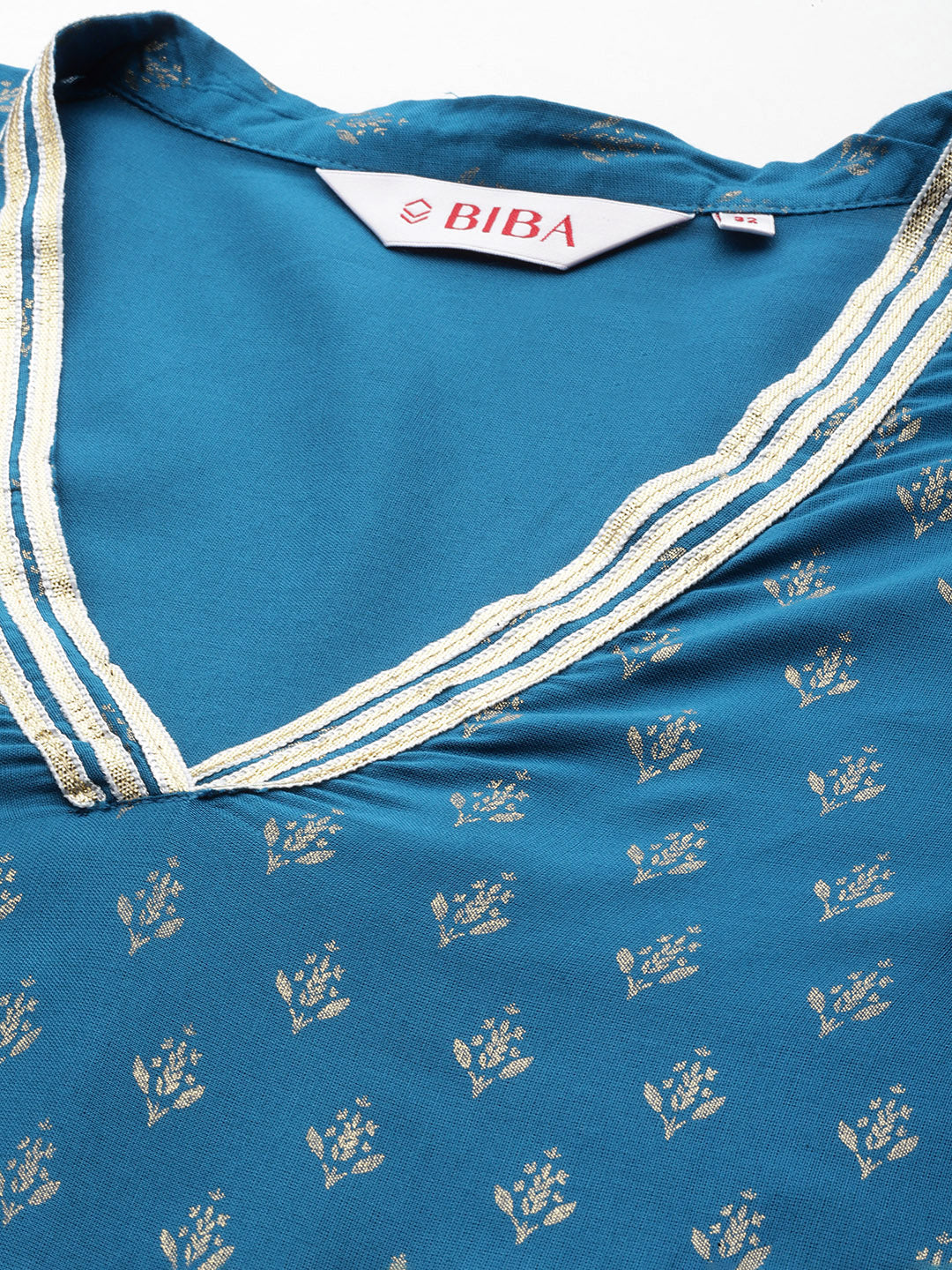 Biba Women Ethnic Motifs Print Gotta Patti Kurta with Trousers & Dupatta - Distacart