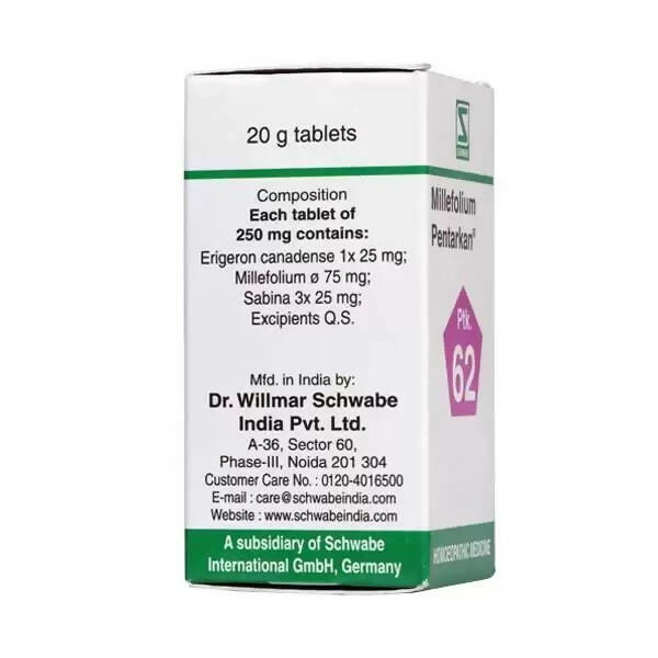 Dr. Willmar Schwabe India Millefolium Pentarkan Ptk 62 Tablets - Distacart