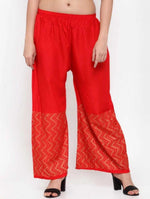 Thumbnail for PAVONINE Red Color Rayon Fabric Zig-Zag Printed Palazzo For Women - Distacart