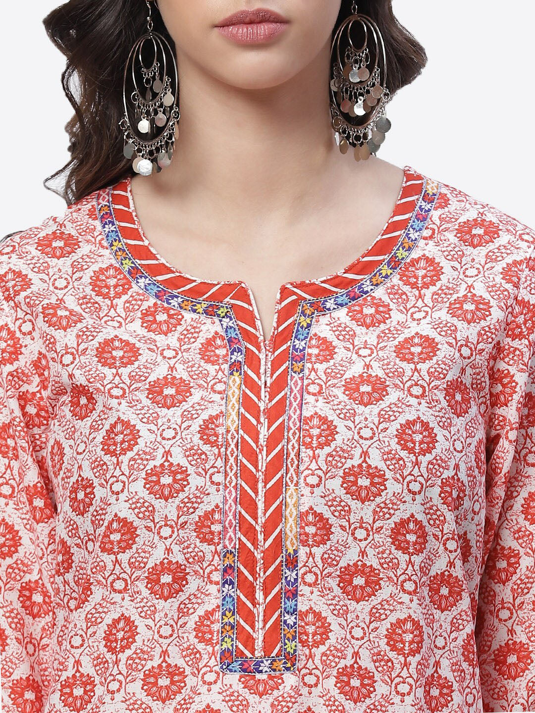 Biba Women Red Floral Printed Pure Cotton Kurta with Palazzos With Dupatta - Distacart