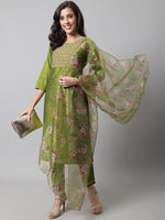 Thumbnail for Kalini Ethnic Motifs Embroidered Sequined Kurta with Trousers & Dupatta - Distacart