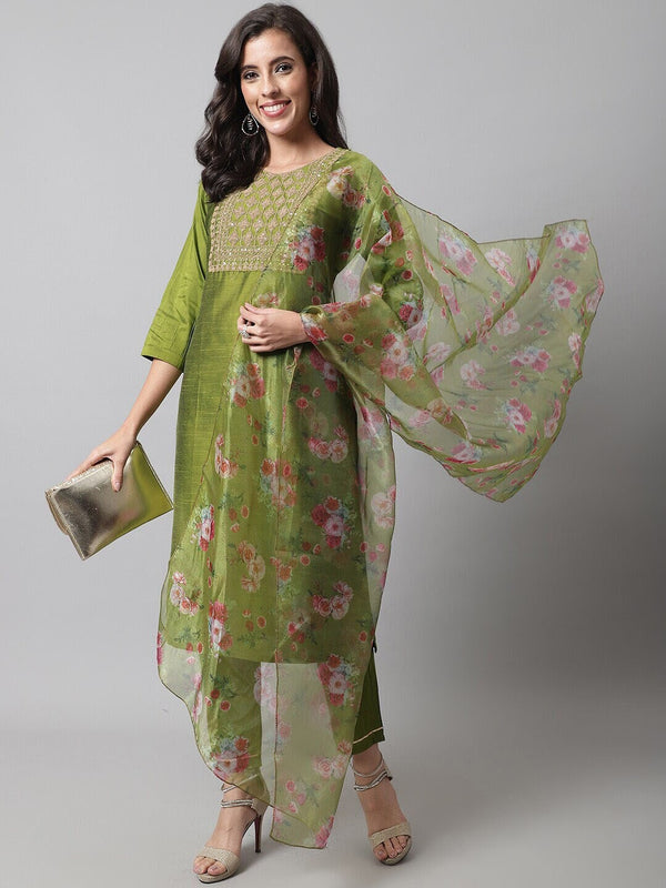 Kalini Ethnic Motifs Embroidered Sequined Kurta with Trousers & Dupatta - Distacart