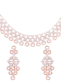 Thumbnail for Saraf RS Jewellery Rose Gold-Plated White AD-Studded Handcrafted Jewellery Set - Distacart