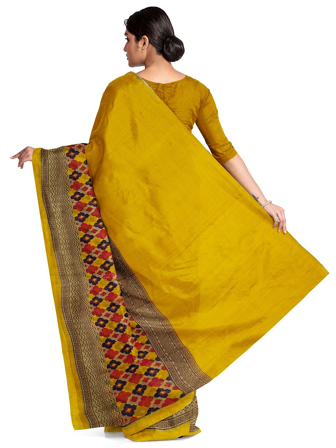 Kalini Yellow & Red Pure Georgette Dharmavaram Saree - Distacart