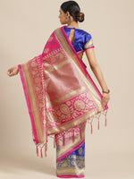 Thumbnail for Saree Mall Pink & Blue Paisley Print Half & Half Saree - Distacart