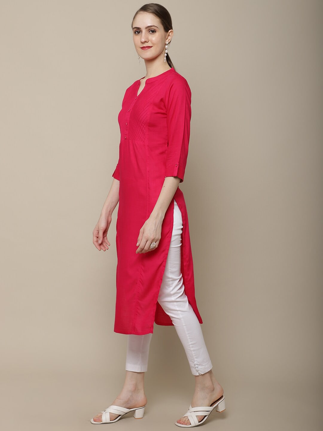 Sangria Women Pink Thread Work Straight Kurta - Distacart