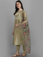 Thumbnail for Kalini Ethnic Motifs Embroidered Kurta with Trousers & Dupatta - Distacart