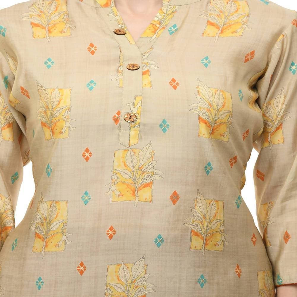 Lagi Women's Orange Printed Straight Kurta & Pant (MC45B)