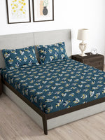 Thumbnail for Story@home Arena Grey & Yellow Floral Printed 180 TC Queen Bedsheet & 2 Pillow Covers - Distacart