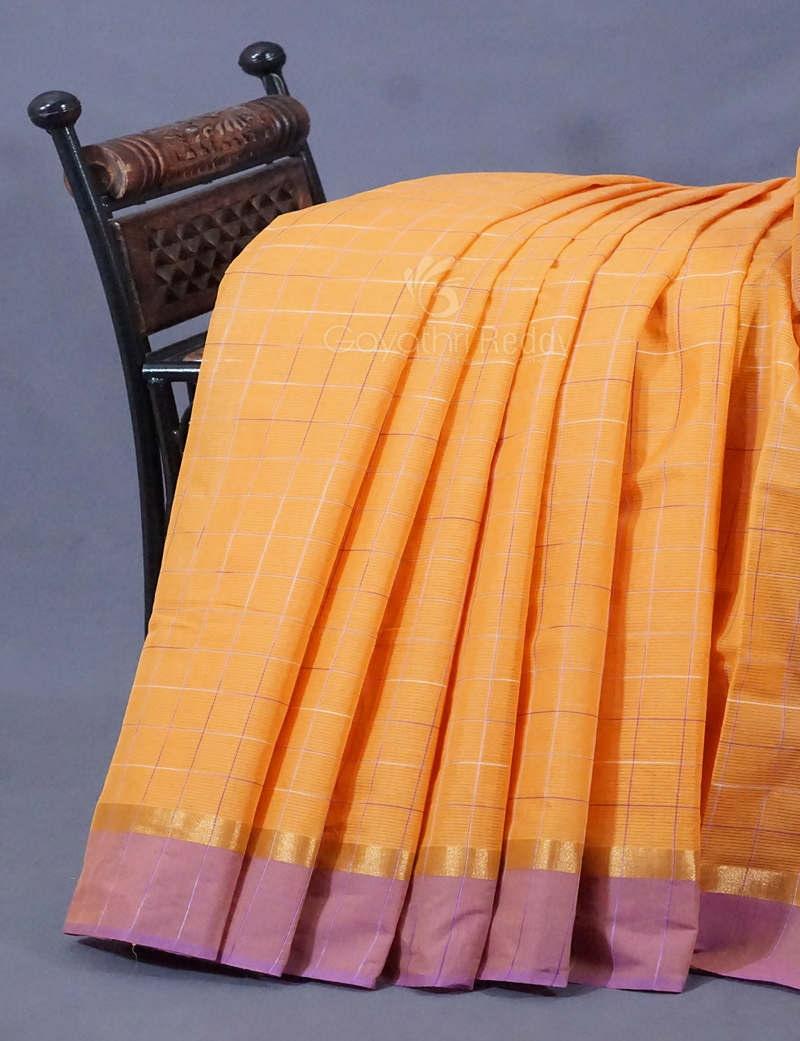Dual Shade of Orange And Purple Pure Mangalgiri Cotton By Gayathri Reddy Designer Studio - Distacart
