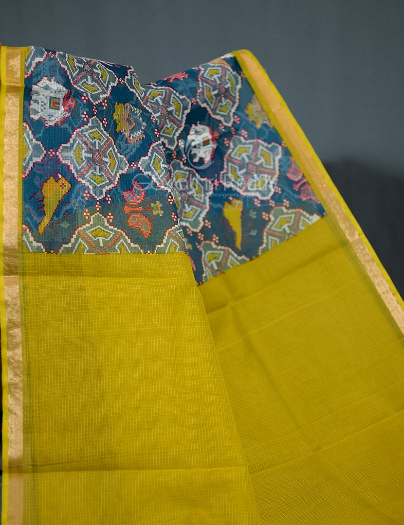 Shades of Elephant Grey Colour With Patola Design Pure Kota Cotton Saree By Gayathri Reddy Designer Studio - Distacart