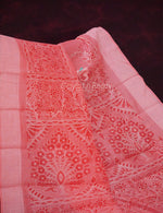Thumbnail for Peach Coloured Block Print Semi Chanderi Saree By Gayathri Reddy Designer Studio - Distacart