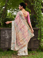Thumbnail for Tikhi Imli Peach Tie and Dye Gotta Patti Organza Saree - Distacart