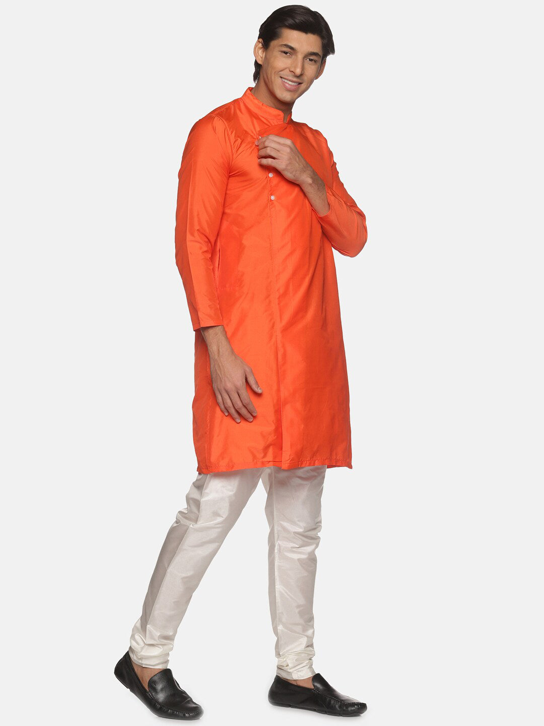 Sethukrishna Men Orange Angrakha Kurta with Churidar - Distacart