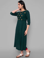 Thumbnail for Kalini Women Green Floral Yoke Design Thread Work Floral Anarkali Kurta - Distacart