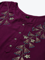Thumbnail for Kalini Women Burgundy Floral Yoke Design Kurta - Distacart