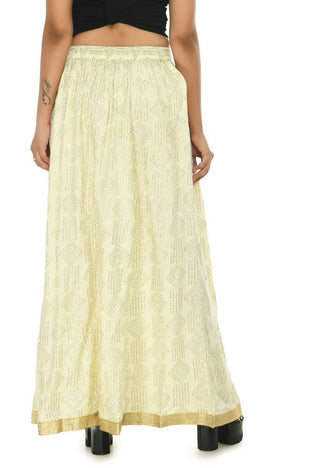 Mominos Fashion Moeza Cotton Off White Printed Lehenga (Lancha)