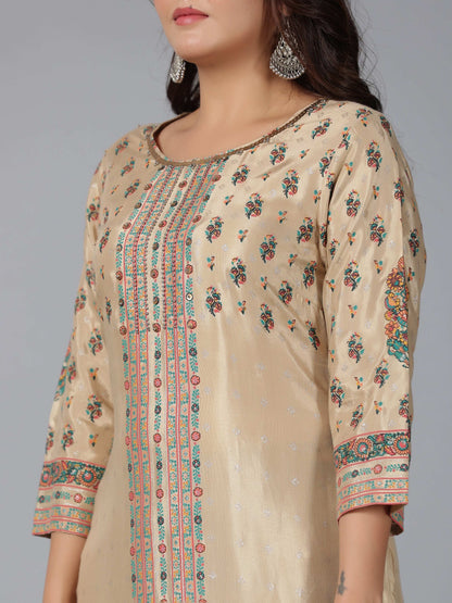 Juniper Women Beige Shantoon Printed Straight Kurta - Distacart