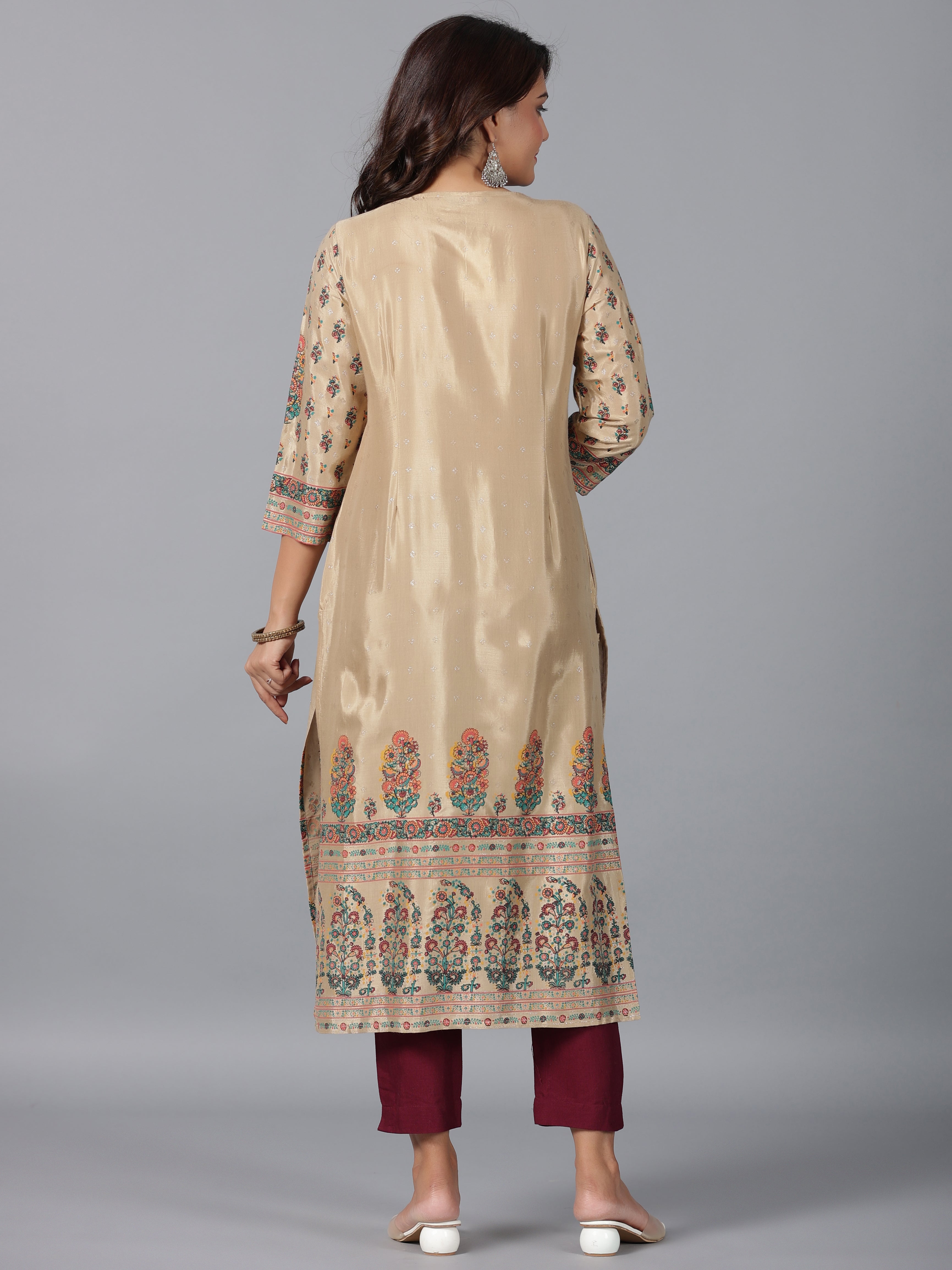 Juniper Women Beige Shantoon Printed Straight Kurta - Distacart