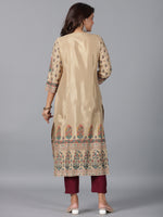 Thumbnail for Juniper Women Beige Shantoon Printed Straight Kurta - Distacart