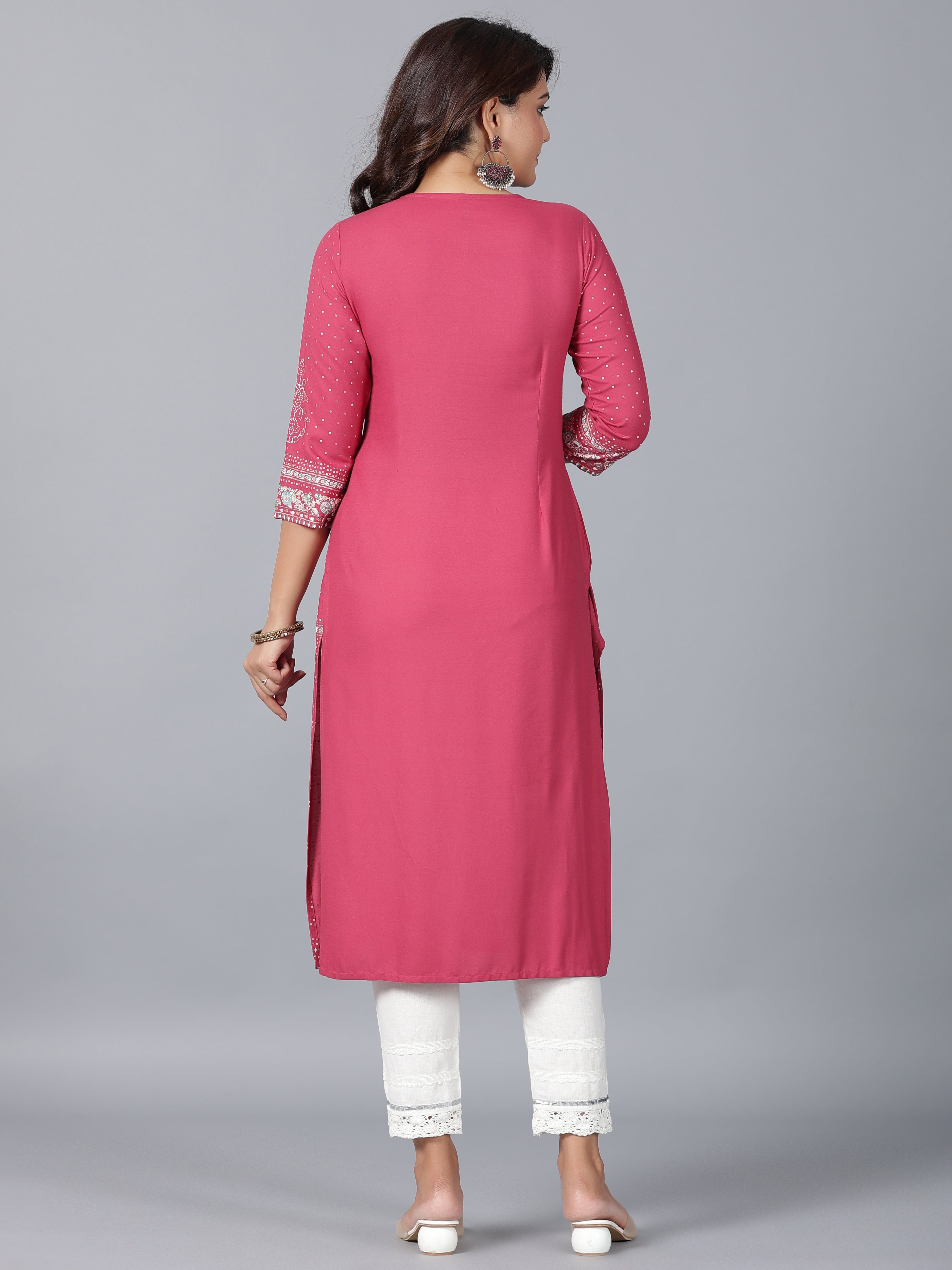 Juniper Women Mauve Rayon Printed Straight Kurta - Distacart