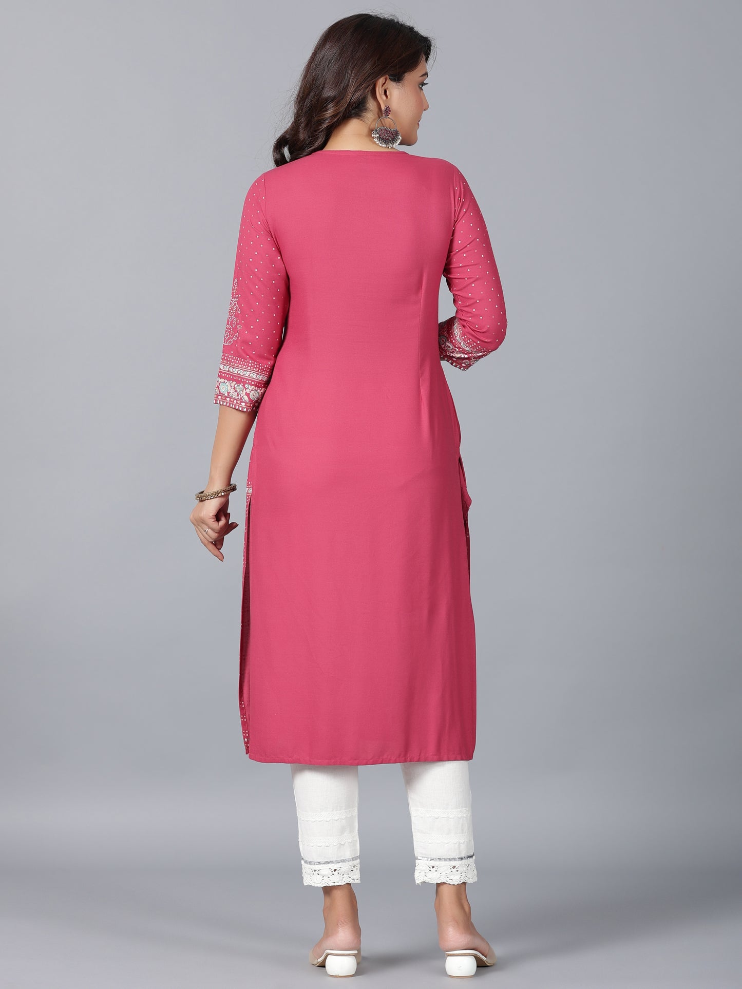 Juniper Women Mauve Rayon Printed Straight Kurta - Distacart