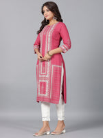 Thumbnail for Juniper Women Mauve Rayon Printed Straight Kurta - Distacart