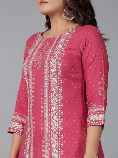 Juniper Women Mauve Rayon Printed Straight Kurta - Distacart