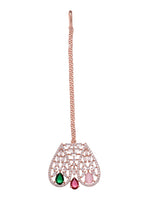 Thumbnail for Saraf RS Jewellery Rose Gold-Plated White & Green AD-Studded Jewellery Set - Distacart