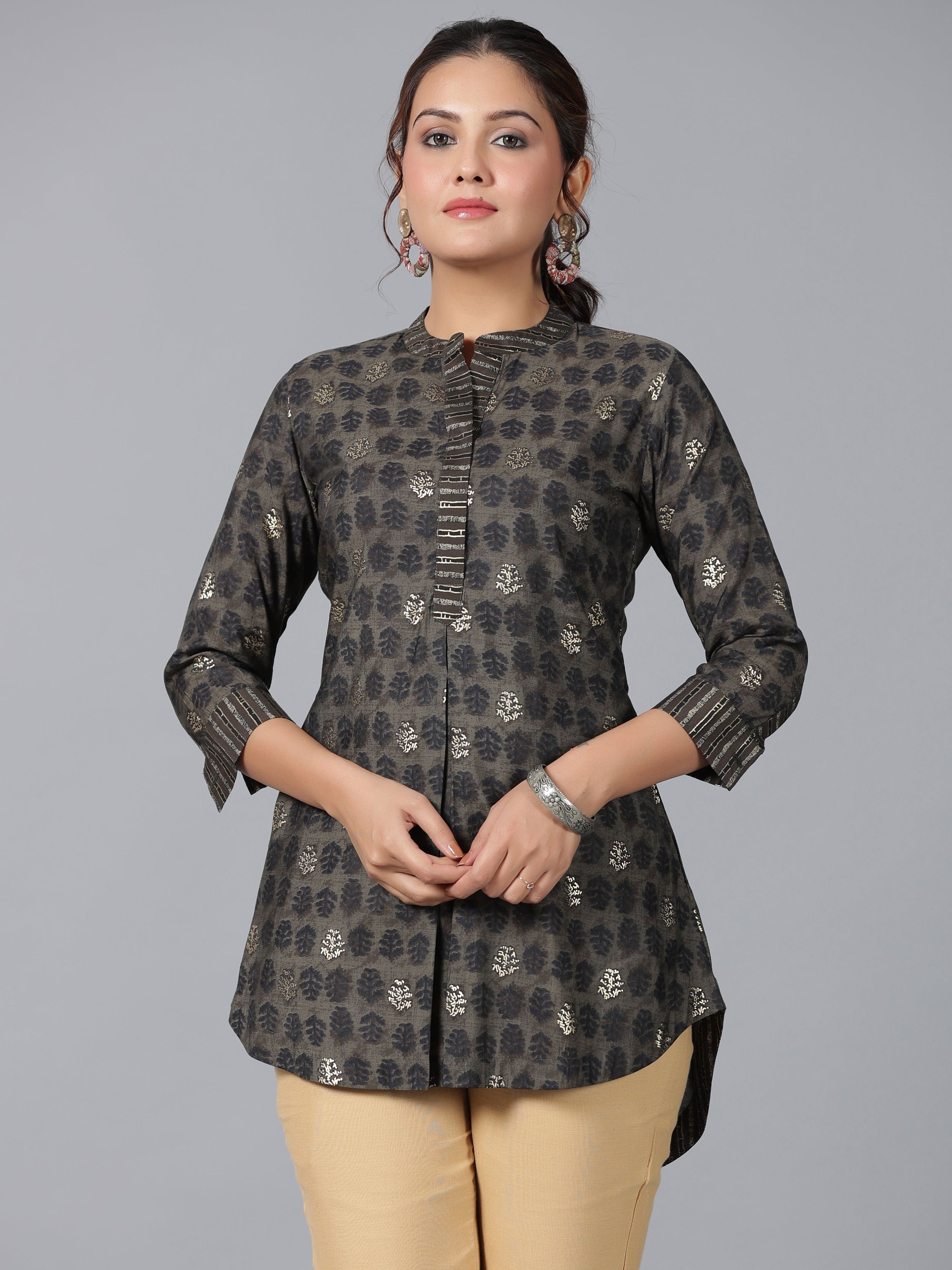 Juniper Women Black Muslin Printed High-Low Straight Tunic - Distacart