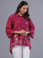 Thumbnail for Juniper Women Fuchsia Chanderi Embroidered Clothing Set - Distacart