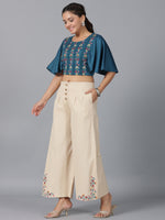 Thumbnail for Juniper Women Blue Rayon Embroidered Clothing Set - Distacart